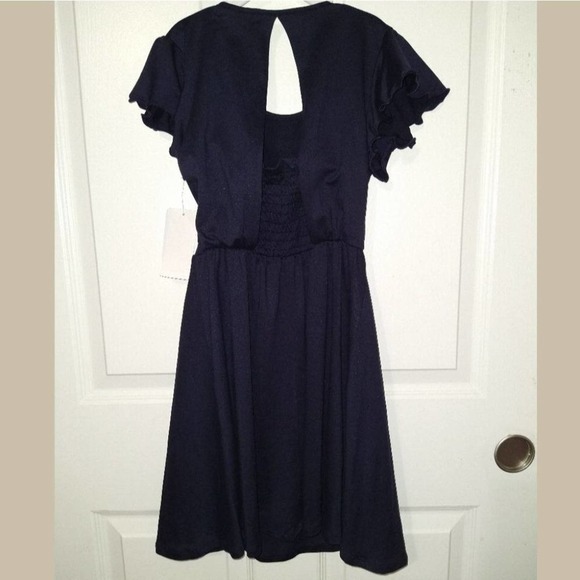 Speechless Girls Navy Flutter Sleeve Dress, Size 10, New - Picture 4 of 6